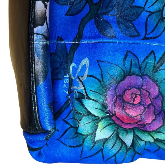 Artistic  Expression by sharif  Hand-Painted Leather Peacock Handbag with  Walle - Picture 6 of 16